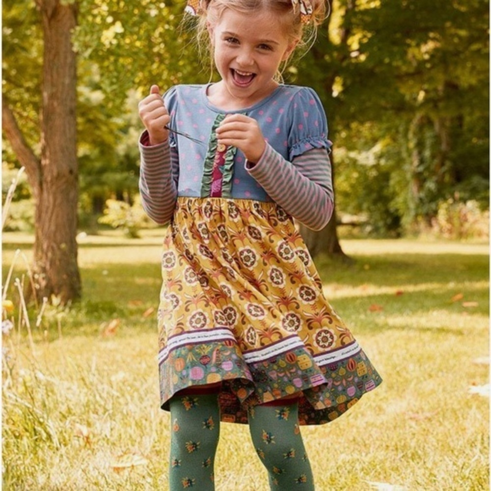 Matilda Jane Harvest Time Polka Dot and Floral Kids Dress size 10